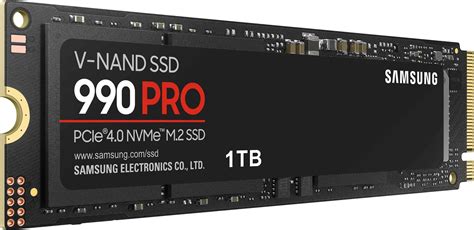SAMSUNG MZ-V9P1T0BW 990 PRO 1 TB NVMe SSD - Read Speed up to 7450 MB/s, 
Write Speed to up 6900 MB/s, Random Read up to 1200000 IOPS, 
Random Write up to 1550000 IOPS;PCIe 4.0 x4, NVMe 2.0;  V-Nand 3bit MLC; 
In-house controller; 1GB Low Power DDR4, 600TBW